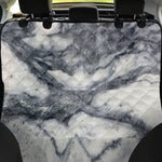 Dark Grey White Marble Print Pet Car Back Seat Cover