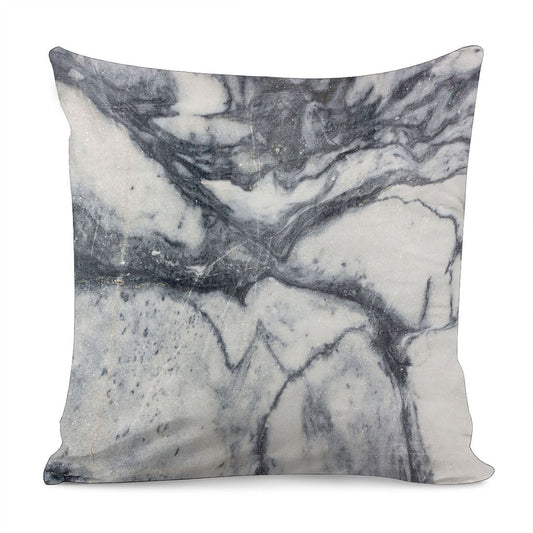 Dark Grey White Marble Print Pillow Cover