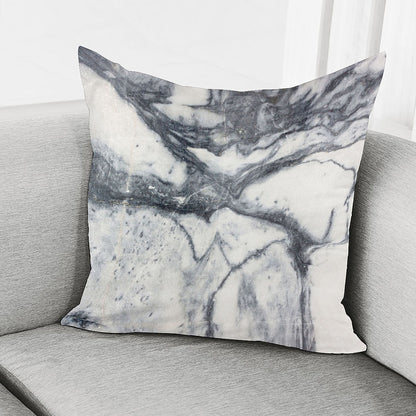 Dark Grey White Marble Print Pillow Cover