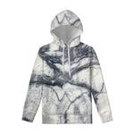 Dark Grey White Marble Print Pullover Hoodie