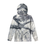 Dark Grey White Marble Print Pullover Hoodie