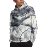 Dark Grey White Marble Print Pullover Hoodie