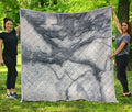 Dark Grey White Marble Print Quilt