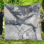 Dark Grey White Marble Print Quilt