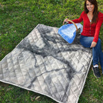 Dark Grey White Marble Print Quilt