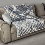 Dark Grey White Marble Print Quilt