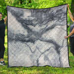 Dark Grey White Marble Print Quilt