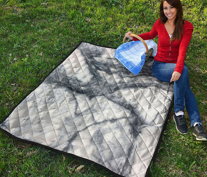 Dark Grey White Marble Print Quilt