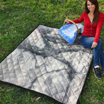 Dark Grey White Marble Print Quilt