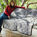 Dark Grey White Marble Print Quilt