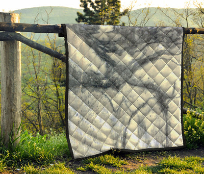 Dark Grey White Marble Print Quilt