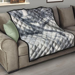 Dark Grey White Marble Print Quilt