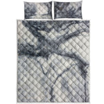 Dark Grey White Marble Print Quilt Bed Set