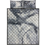 Dark Grey White Marble Print Quilt Bed Set