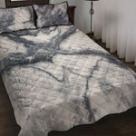 Dark Grey White Marble Print Quilt Bed Set