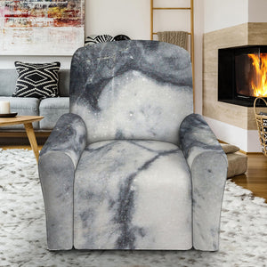 Dark Grey White Marble Print Recliner Slipcover