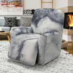 Dark Grey White Marble Print Recliner Slipcover