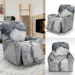 Dark Grey White Marble Print Recliner Slipcover