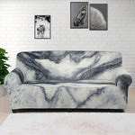 Dark Grey White Marble Print Sofa Cover