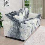 Dark Grey White Marble Print Sofa Cover