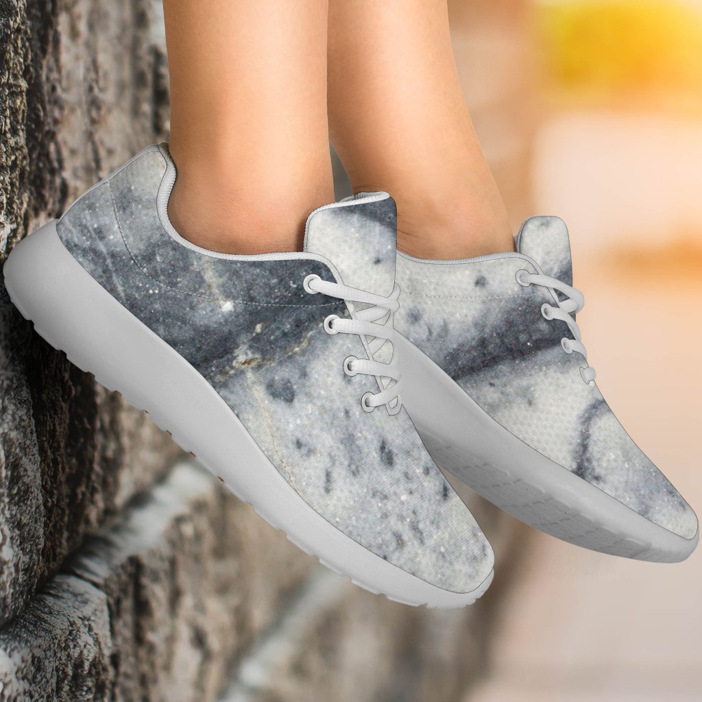 Dark Grey White Marble Print Sport Shoes GearFrost