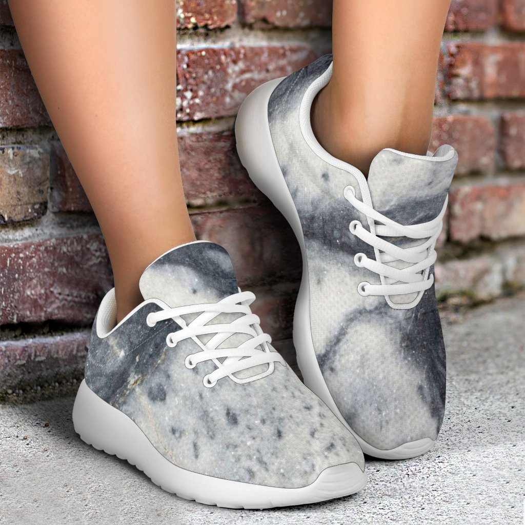 Dark Grey White Marble Print Sport Shoes GearFrost