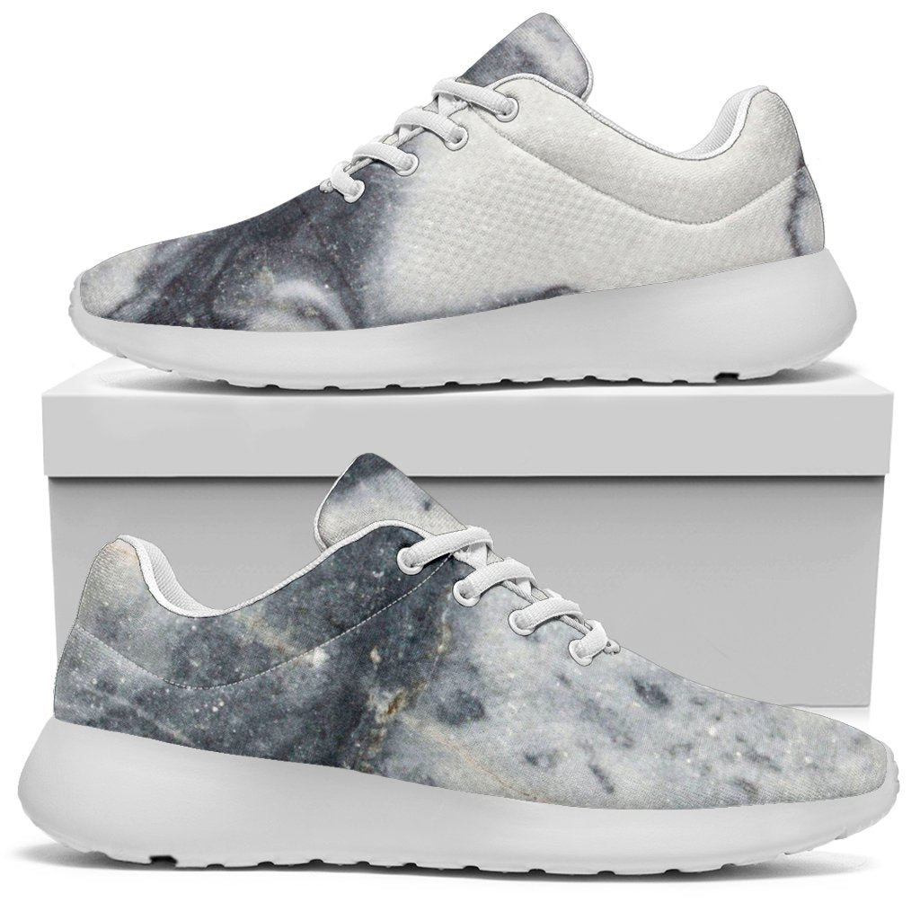 Dark Grey White Marble Print Sport Shoes GearFrost