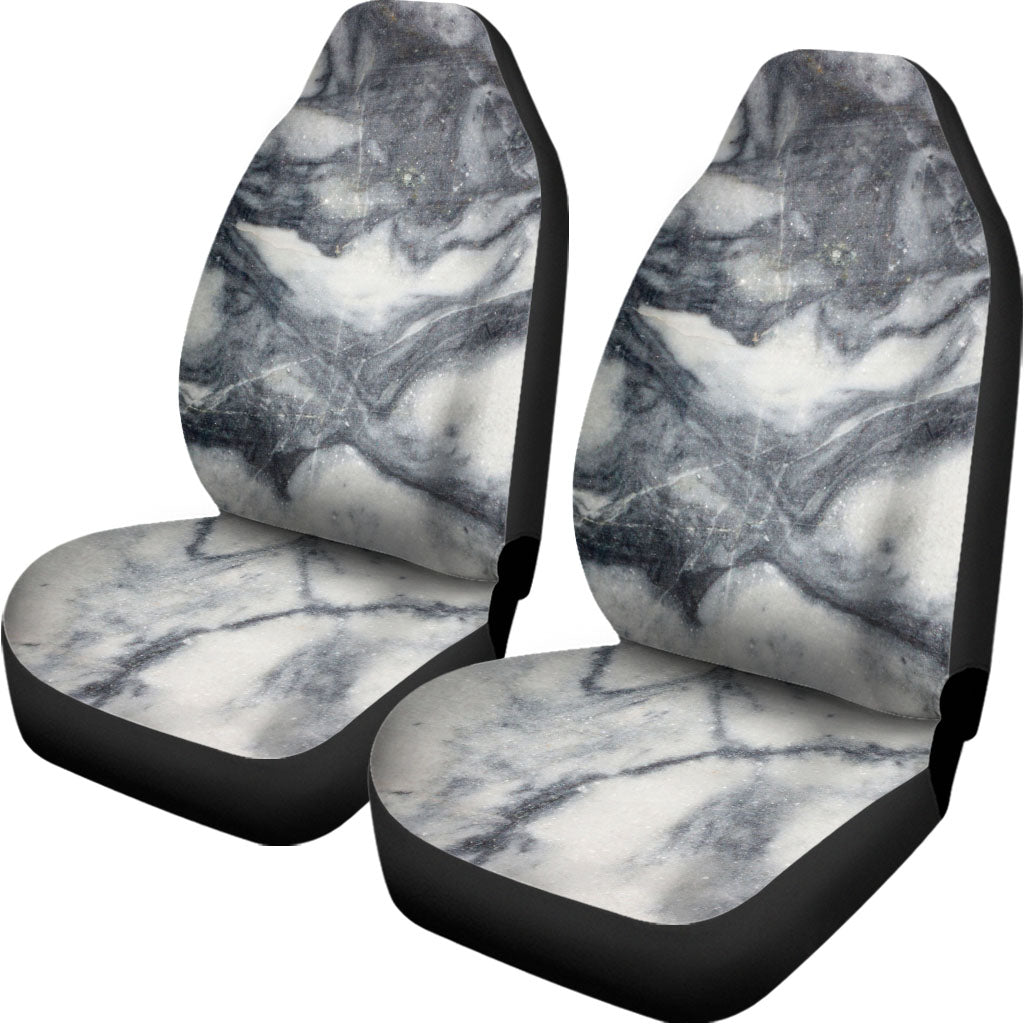 Dark Grey White Marble Print Universal Fit Car Seat Covers