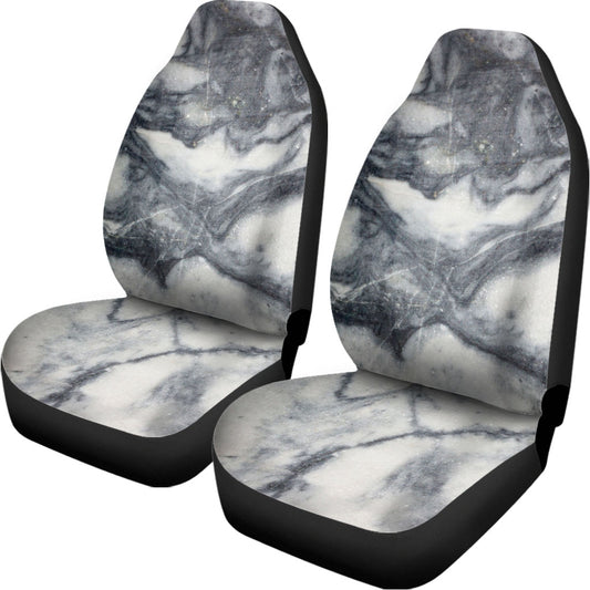 Dark Grey White Marble Print Universal Fit Car Seat Covers