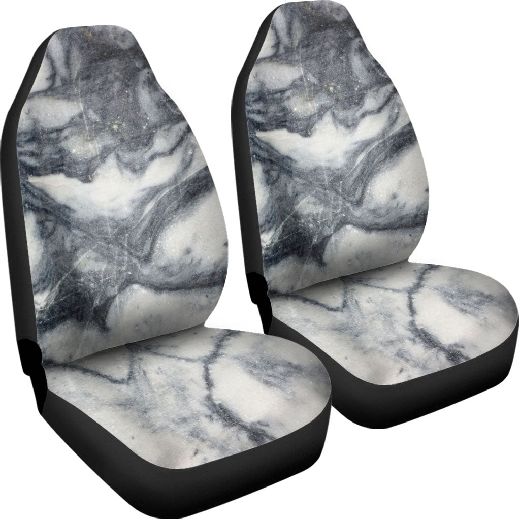 Dark Grey White Marble Print Universal Fit Car Seat Covers