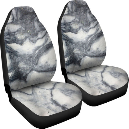Dark Grey White Marble Print Universal Fit Car Seat Covers
