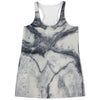 Dark Grey White Marble Print Women's Racerback Tank Top