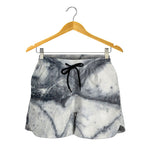 Dark Grey White Marble Print Women's Shorts