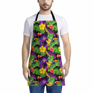 Dark Hawaiian Tropical Pattern Print Apron