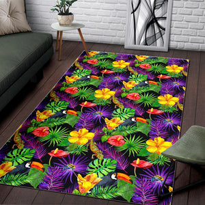 Dark Hawaiian Tropical Pattern Print Area Rug GearFrost