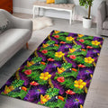 Dark Hawaiian Tropical Pattern Print Floor Mat