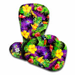 Dark Hawaiian Tropical Pattern Print Boxing Gloves