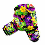 Dark Hawaiian Tropical Pattern Print Boxing Gloves