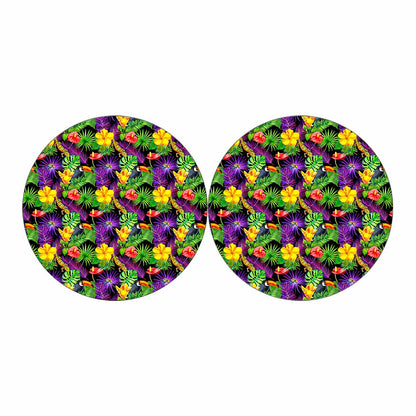 Dark Hawaiian Tropical Pattern Print Car Coasters