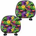 Dark Hawaiian Tropical Pattern Print Car Headrest Covers