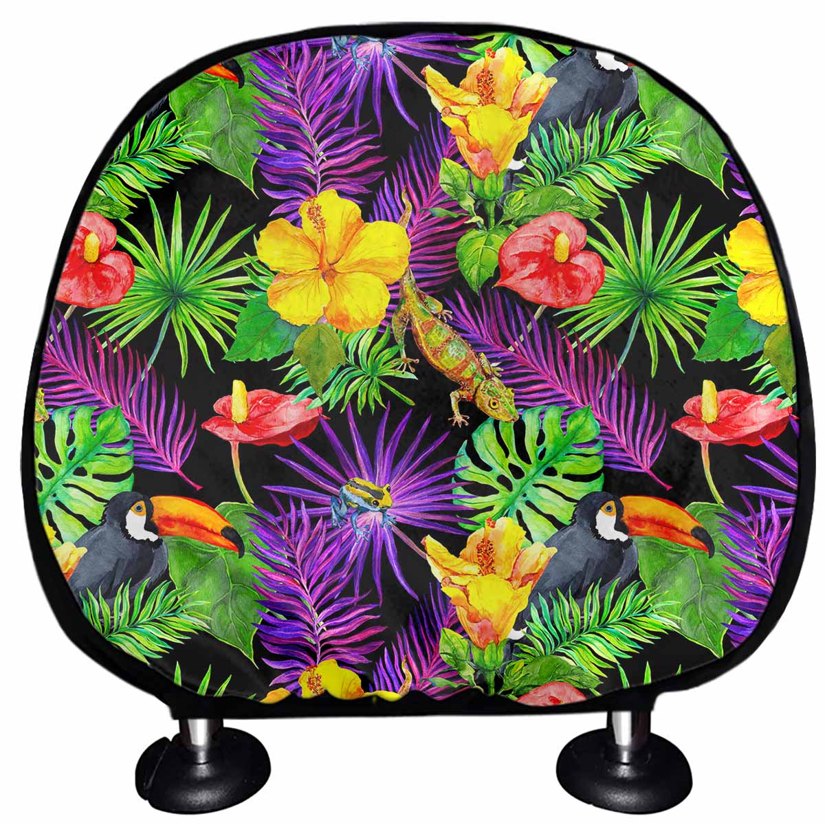 Dark Hawaiian Tropical Pattern Print Car Headrest Covers