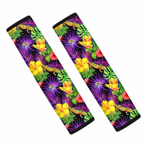 Dark Hawaiian Tropical Pattern Print Car Seat Belt Covers