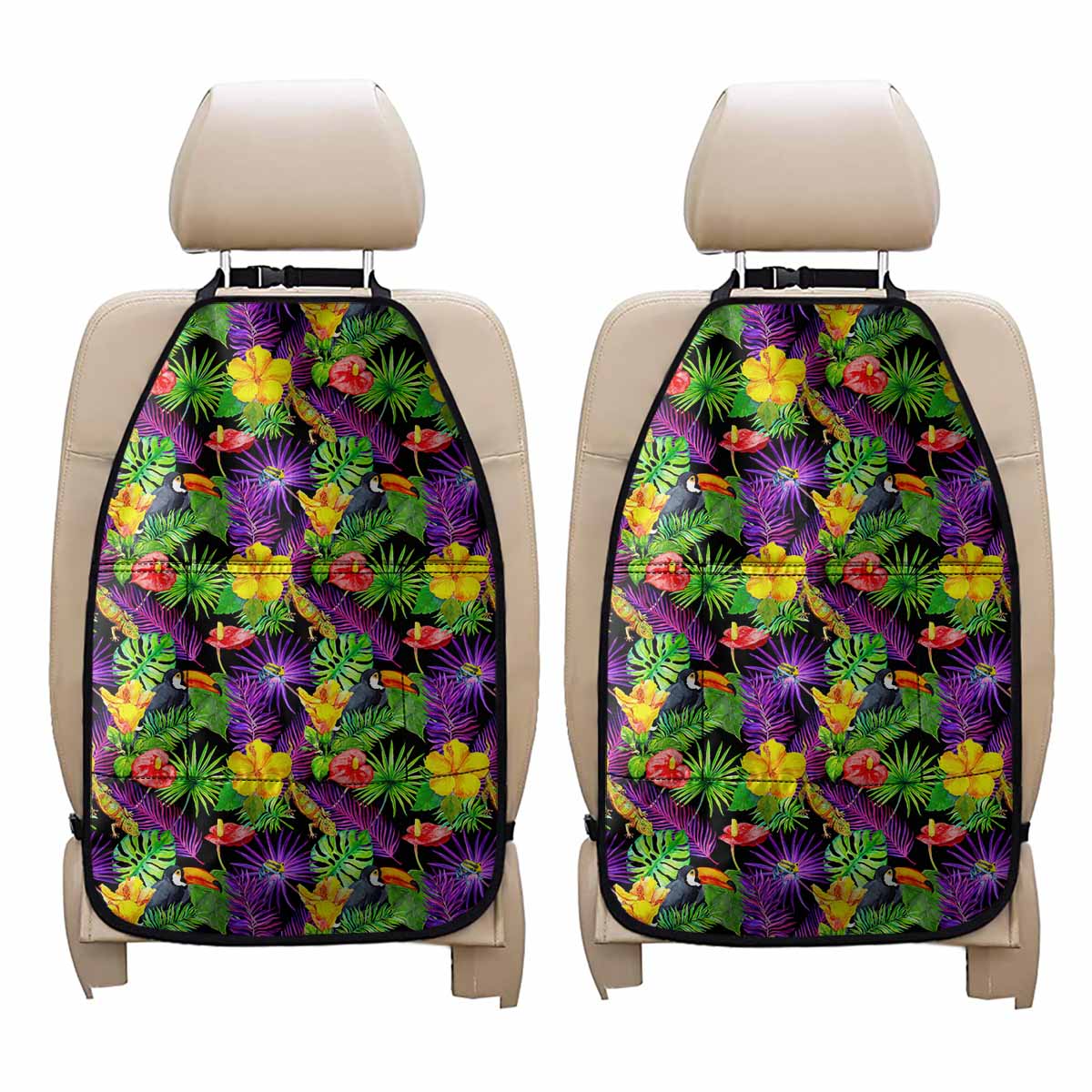 Dark Hawaiian Tropical Pattern Print Car Seat Organizers