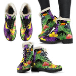 Dark Hawaiian Tropical Pattern Print Comfy Boots GearFrost