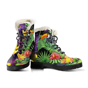 Dark Hawaiian Tropical Pattern Print Comfy Boots GearFrost