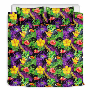 Dark Hawaiian Tropical Pattern Print Duvet Cover Bedding Set