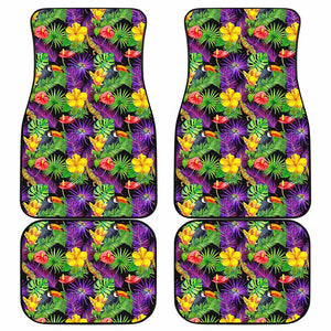 Dark Hawaiian Tropical Pattern Print Front and Back Car Floor Mats