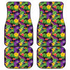 Dark Hawaiian Tropical Pattern Print Front and Back Car Floor Mats