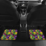 Dark Hawaiian Tropical Pattern Print Front and Back Car Floor Mats