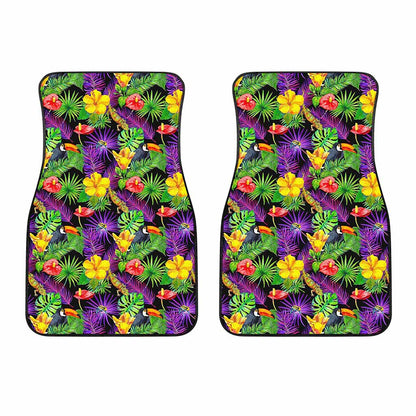Dark Hawaiian Tropical Pattern Print Front Car Floor Mats